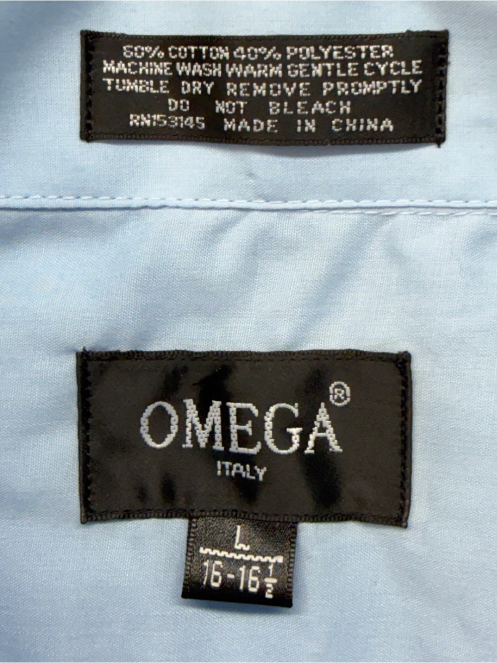 Omega Light Blue Short-Sleeve Embroidered Guayabera Shirt - Picture 5 of 6